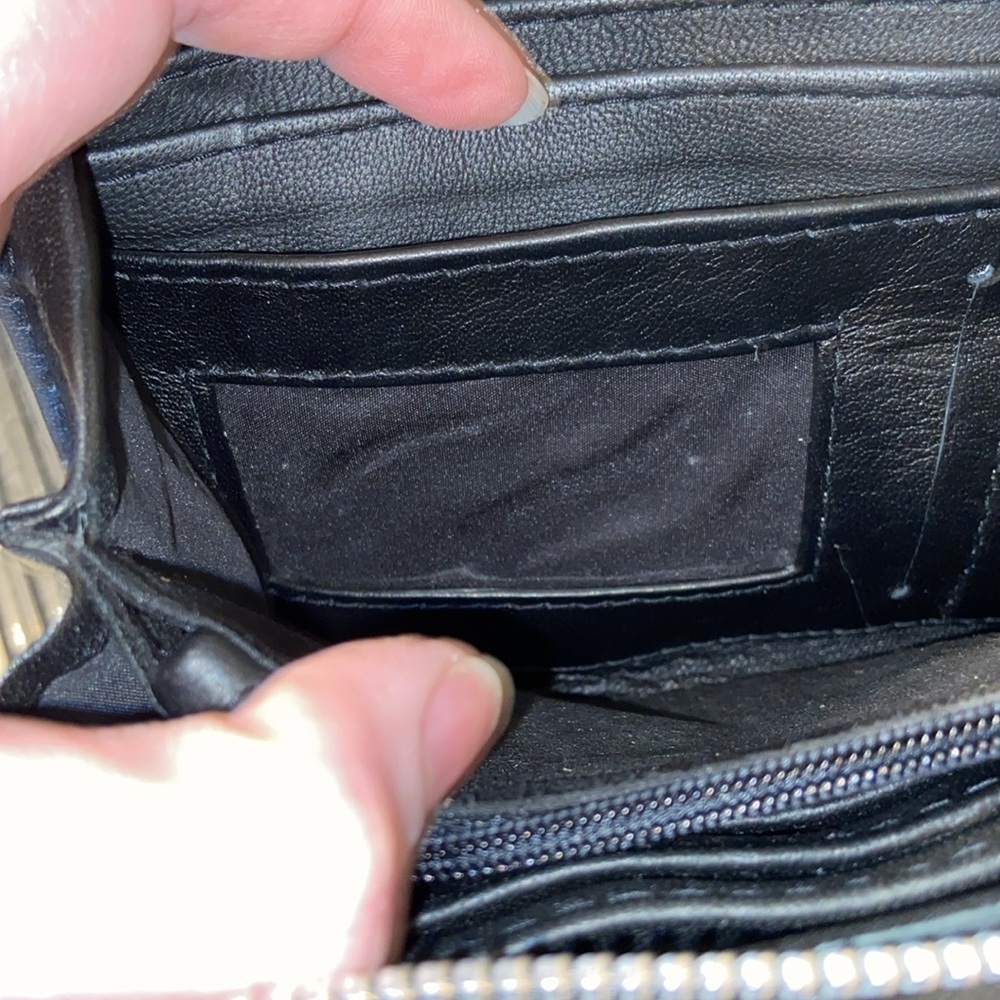 Black Pierced Leather Wallet Clutch with Silver Underlay & Hardware - Picture 10 of 12